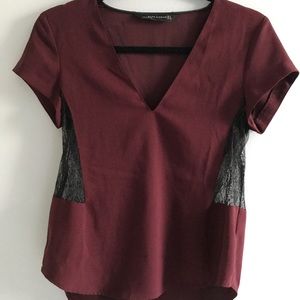 Zara Lace-side T-shirt Blouse
